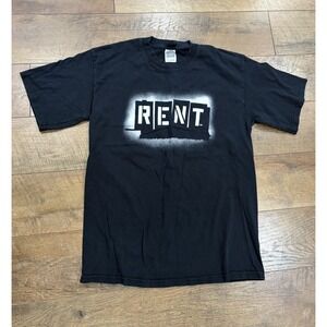 Vintage RENT Broadway Musical Promo Graphic Tee Black White Medium